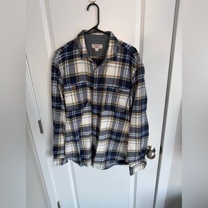 Men's Blue and White Plaid Casual Button Down Shirt